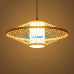 Đèn thả mây tre đan nghệ thuật đồng quê hình đĩa bay