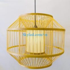 Đèn mây tre mẫu đèn trụ vát tăm tre TPHCM