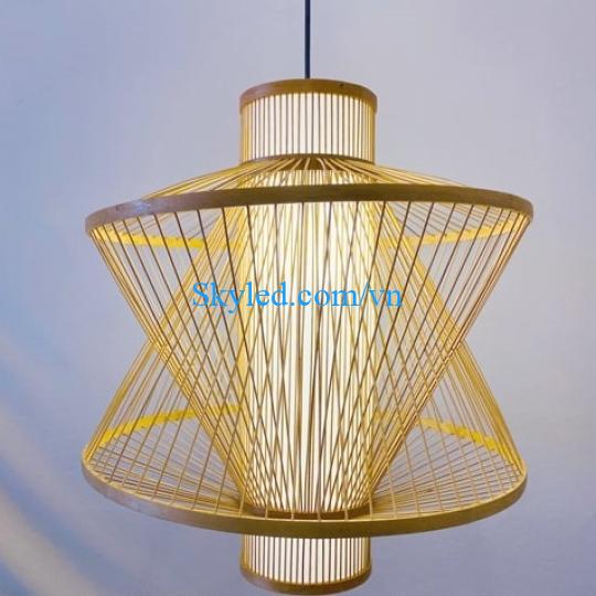 Đèn mây tre trụ xéo size lớn HCM