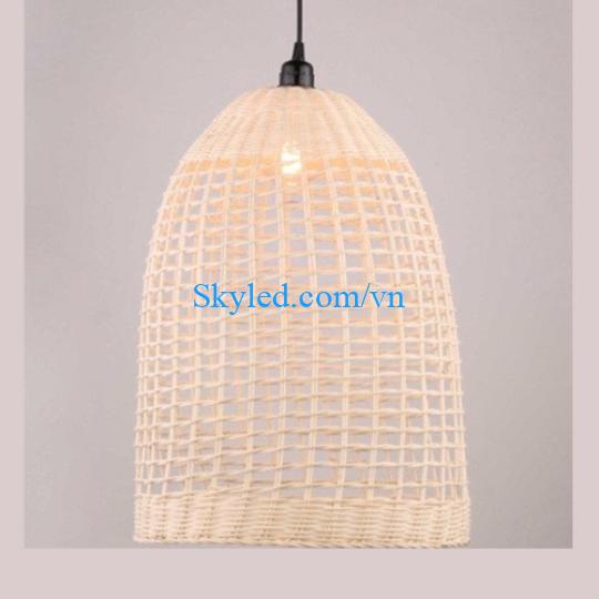 Đèn mây hình chuông đan caro