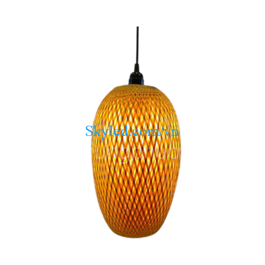 Đèn mây tre đan 2 lớp hình trái bí dài