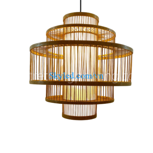 Đèn mây tre mẫu đèn trụ tăm tre