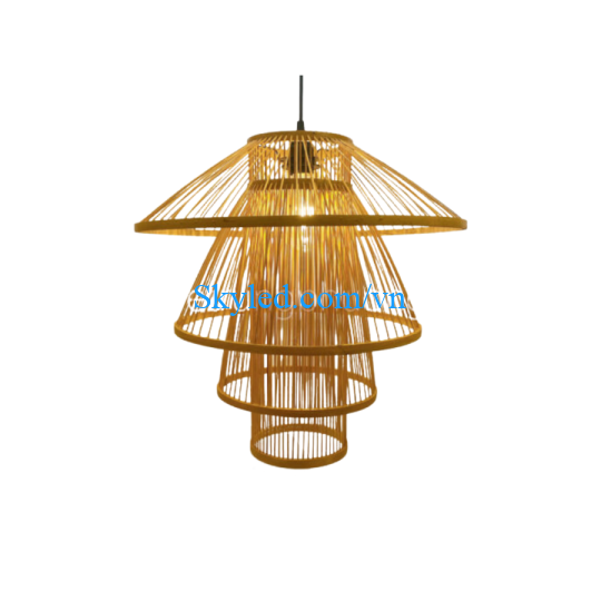 Đèn thả mây tre đan hình cây nấm nhiều tầng