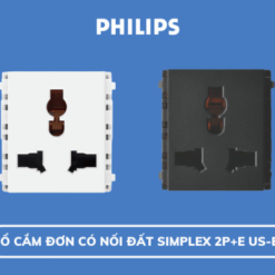 Ổ cắm đơn có nối đất LeafStyle Simplex 2P+E US-EU Philips