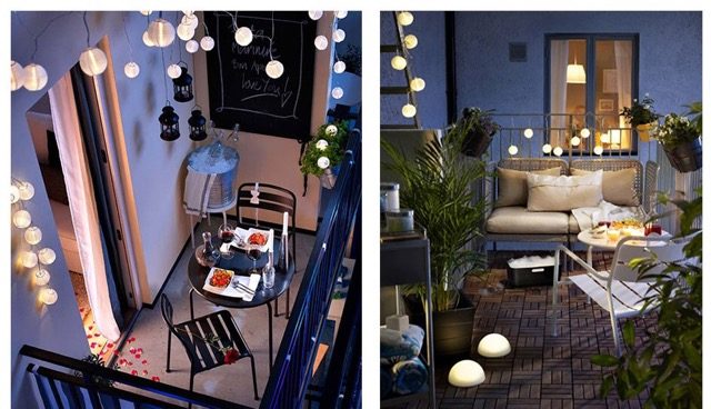 Trang tri ban cong voi den led day khien khong gian tro nen lang man hon