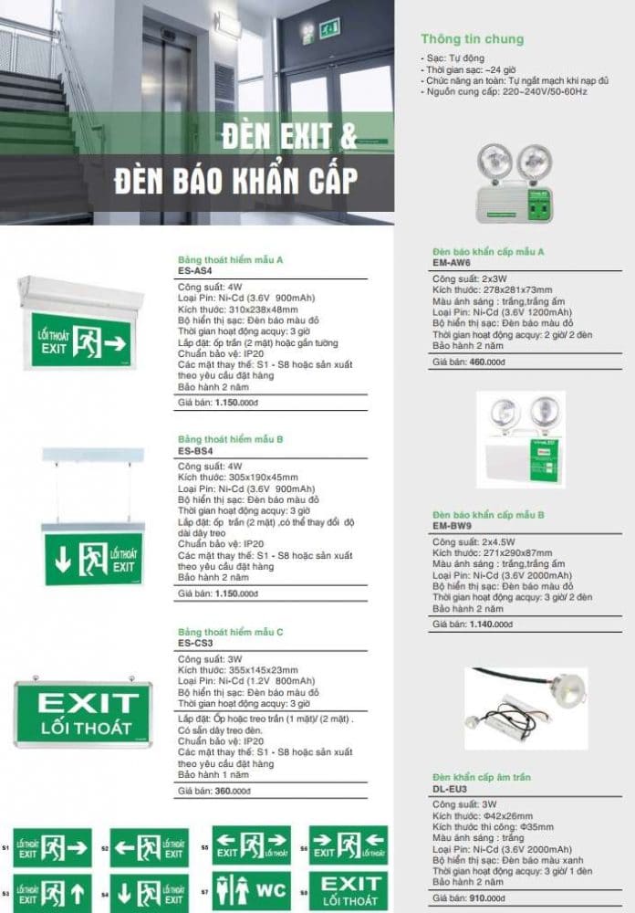 Bang Gia Den Led Exit Va Den Bao Khan Cap
