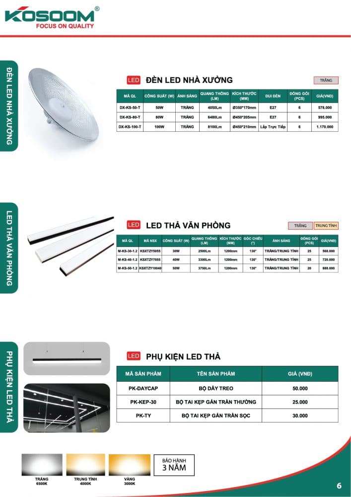 Bang Gia Den Led Nha Xuong, Van Phong Kosoom
