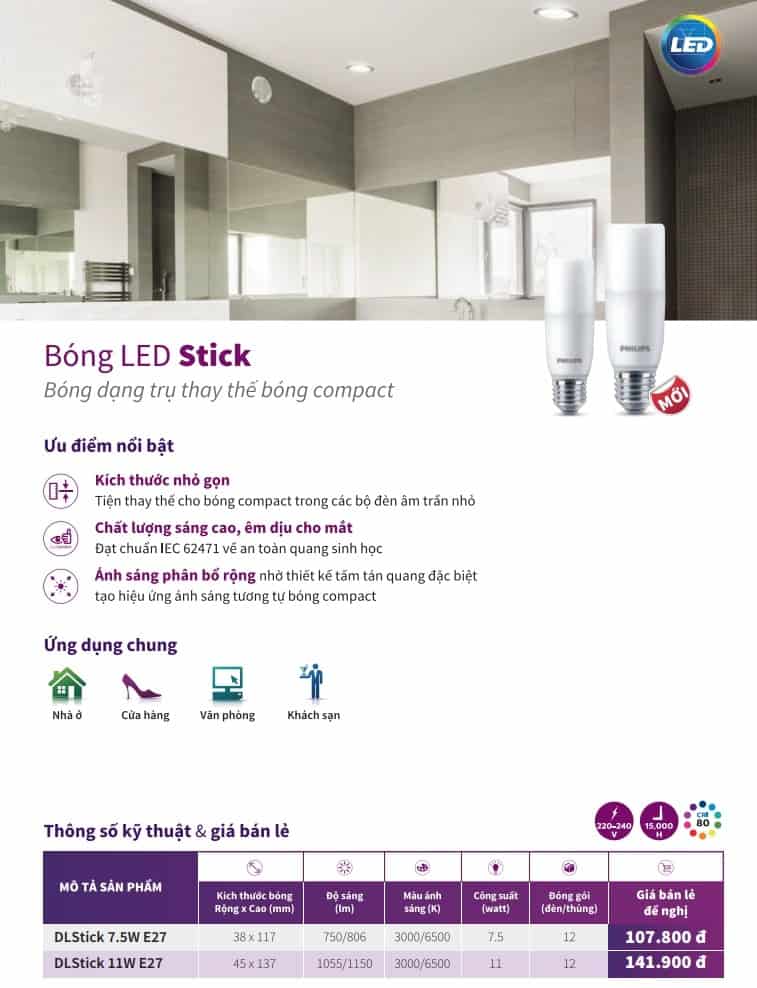 bang gia den led stick